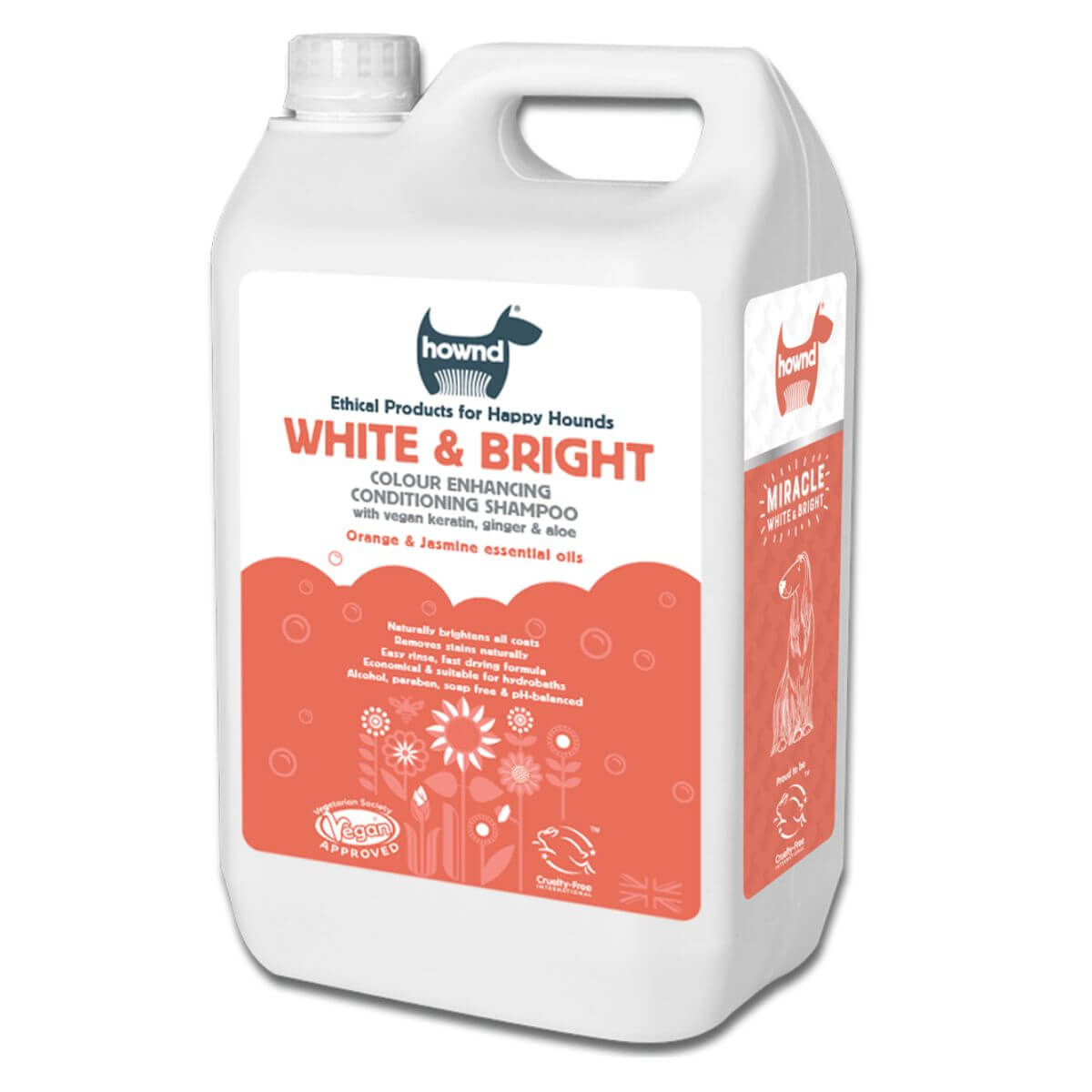 25:1 Professional White and Bright Colour Enhancing Conditioning Shampoo 5L - Hownd Groomers, front view