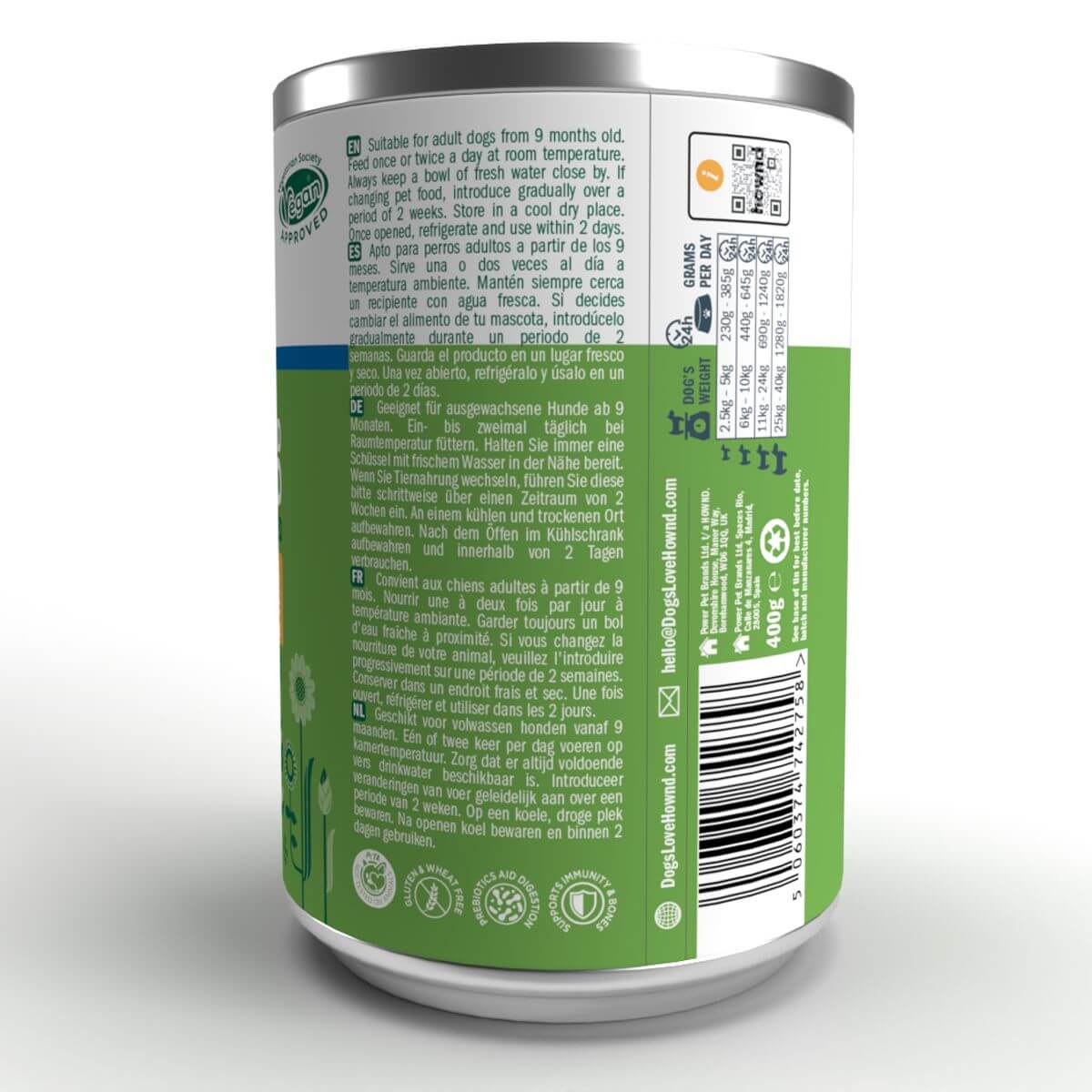 HOWND HYPOALLERGENIC QUINOA SUPERFOOD VEGAN DOG FOOD_back of can