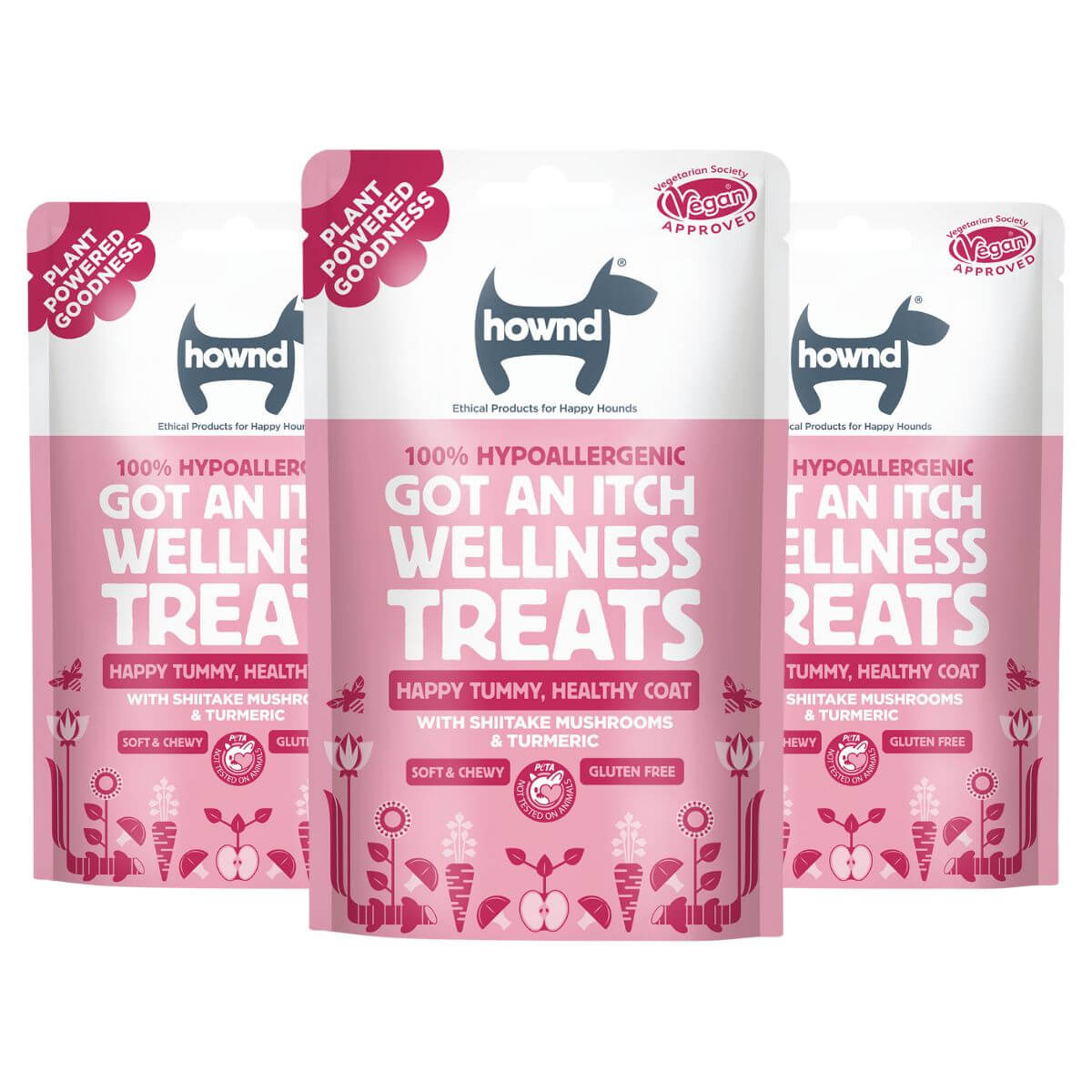 hownd got an itch vegan hypoallergenic wellness treats- 3 pack