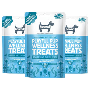 hownd playful pup vegan hypoallergenic wellness treats - 3 pack