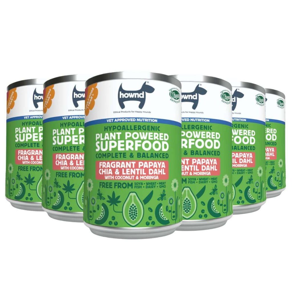 HOWND Plant Based Papaya Chia & Lentil Dahl With Coconut & Moringa Wet Dog Food tin (400g)